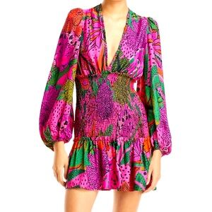 Farm Rio pink leopard mini dress, size M new with tags